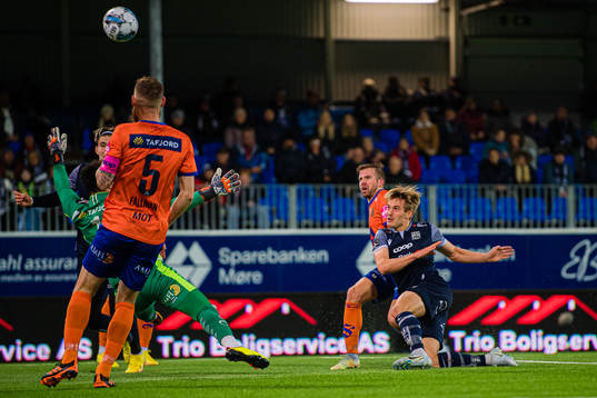 Snorre Strand Nilsen of Kristiansund missing a chance to