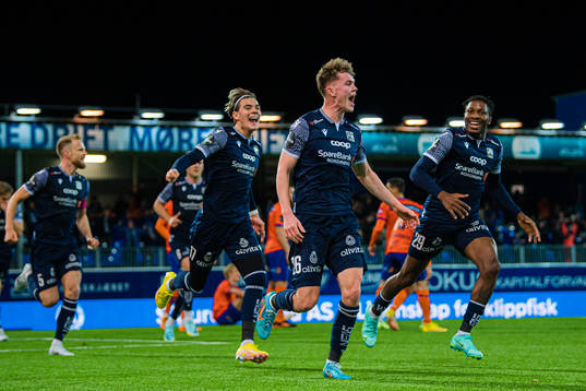 Max Normann Williamsen of Kristiansund celebrates