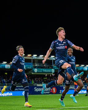 Max Normann Williamsen of Kristiansund celebrates