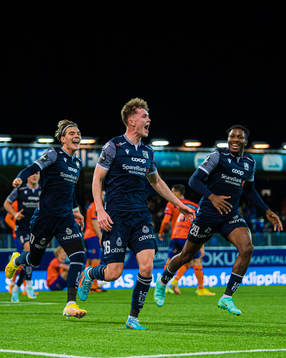 Max Normann Williamsen of Kristiansund celebrates