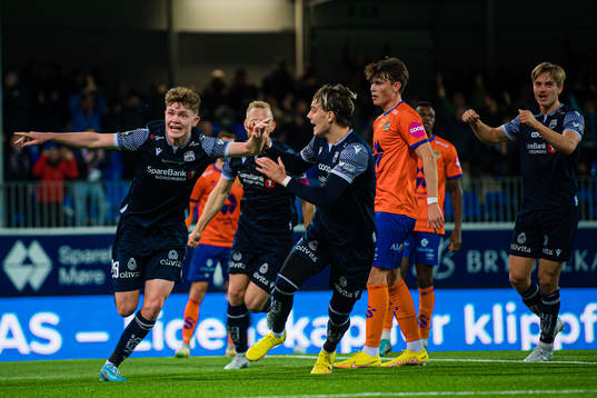 Max Normann Williamsen of Kristiansund celebrates