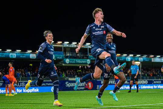 Max Normann Williamsen of Kristiansund celebrates
