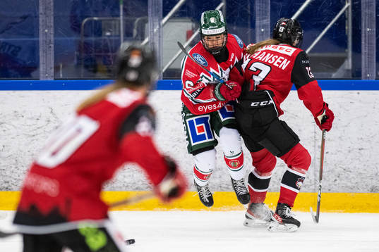 Frölundas Filip Hasa och Malmö Redhawks Mia Bau Hansen