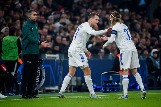 Viktor Claesson is being substituted for Rasmus Falk of FC