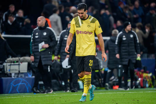 Emre Can of Dortmund looks dejected