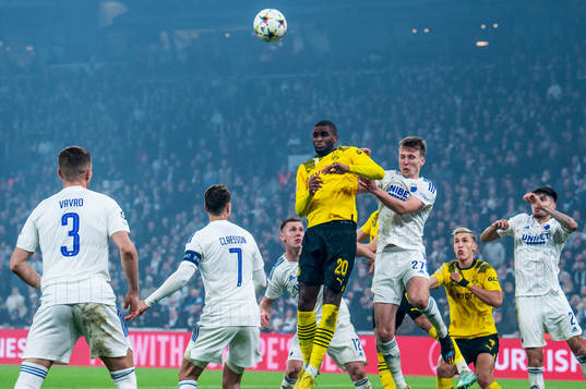Anthony Modeste of Dortmund and Valdemar Lund of FC