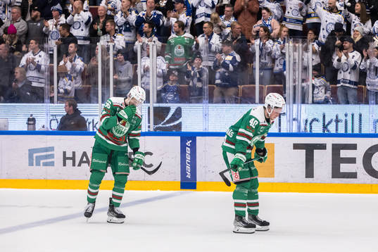 Rögles Adam Engström och Oskar Stål-Lyrenäs deppar