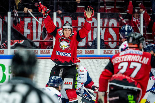 Malmö Redhawks Emil Sylvegård jublar