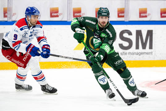 Oskarshamns Ahti Oksanen och Färjestads Linus Johansson