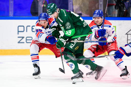 Oskarshamns Robin Norell, Färjestads Linus Johansson och