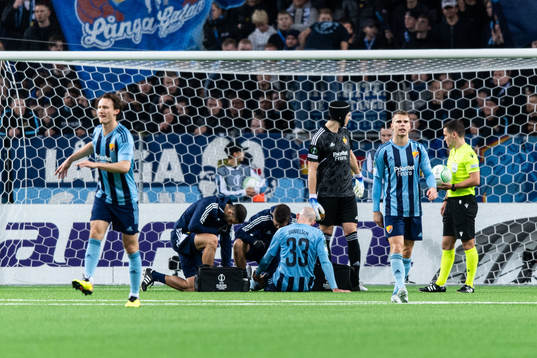 Marcus Danielson of Djurgården in pain