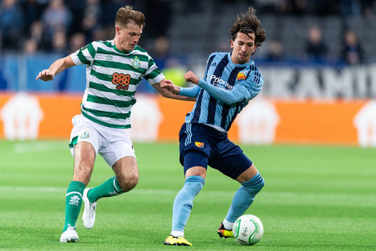 Daniel Cleary of Shamrock Rovers and Gustav Wikheim of