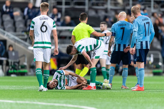 Richie Towell of Shamrock Rovers in pain