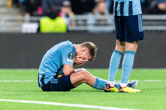 Rasmus Schuller of Djurgården in pain
