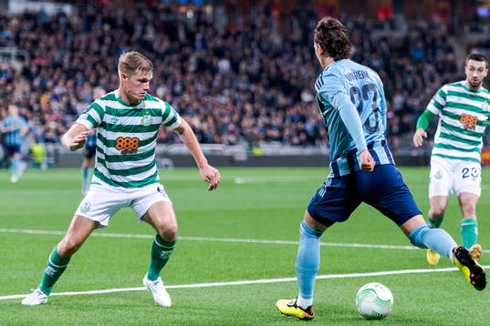 Daniel Cleary of Shamrock Rovers and Gustav Wikheim of