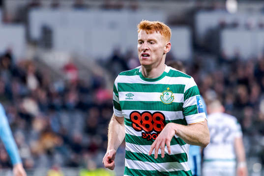 Rory Gaffney of Shamrock Rovers looks dejected