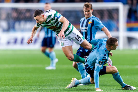 Simon Power of Shamrock Rovers and Jesper Löfgren of