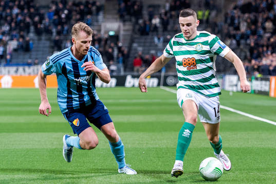 Rasmus Schuller of Djurgården and Simon Power of Shamrock