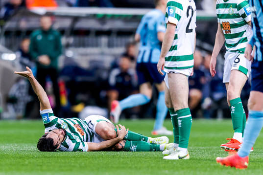 Richie Towell of Shamrock Rovers in pain