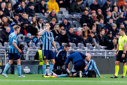 Marcus Danielson of Djurgården receives medical attention