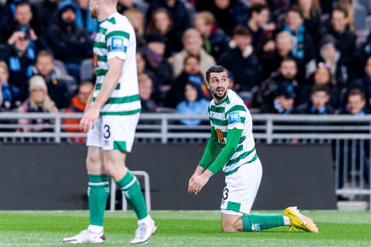 Neil Farrugia of Shamrock Rovers looks dejected