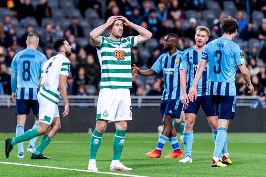Aaron Greene of Shamrock Rovers looks dejected