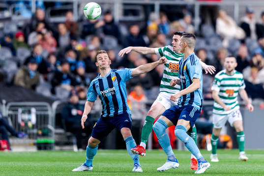 Hampus Finndell and Haris Radetinac of Djurgården against