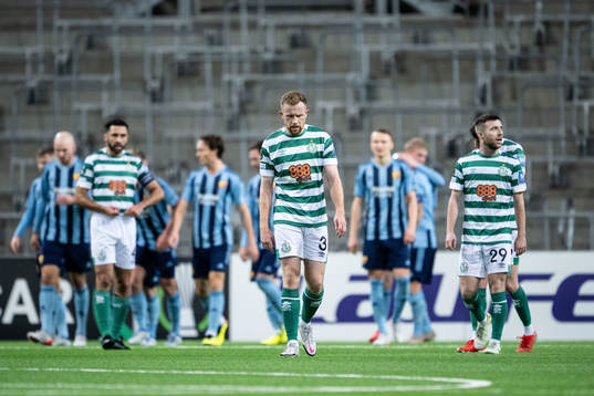 Sean Hoare of Shamrock Rovers looks dejected