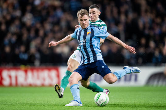 Rasmus Schuller of Djurgården and Simon Power of Shamrock