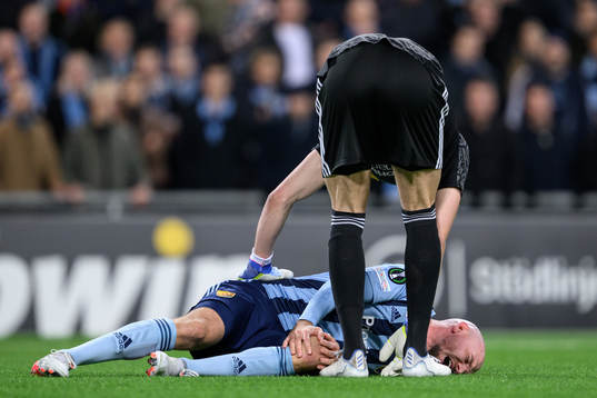Marcus Danielson of Djurgården in pain