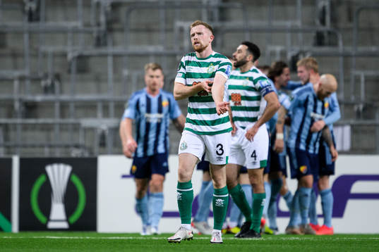 Sean Hoare of Shamrock Rovers looks dejected