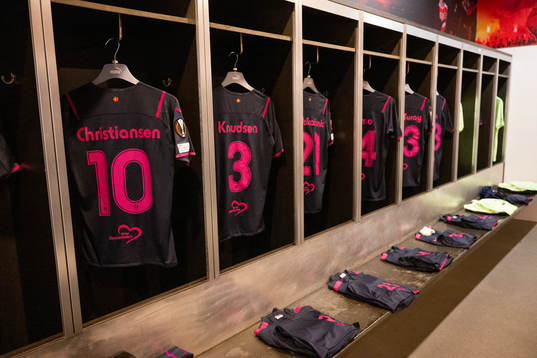 The kits of Anders Christiansen and Jonas Knudsen of Malmö