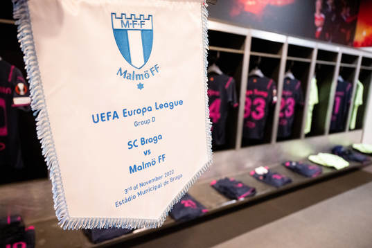 General view of the matchday pennant in the dressing room