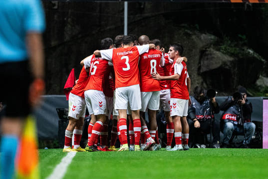 Players of Braga celebrate