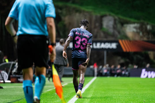 Mohammed Buya Turay of Malmö FF in pain