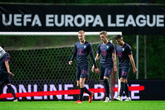 Hugo Larsson, Søren Rieks and Matěj Chalus of Malmö FF