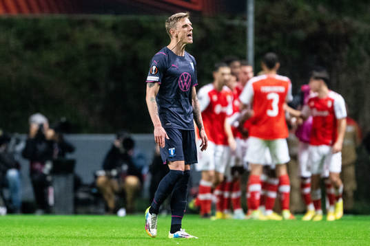 Søren Rieks of Malmö FF reacts