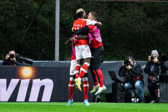Alvaro Djalo of Braga celebrates with teammates