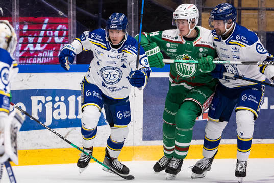 Leksands Patrik Zackrisson och Rögles Marco Kasper och