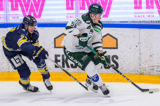 HV71s Herman Hansson och Färjestads Max Lindroth
