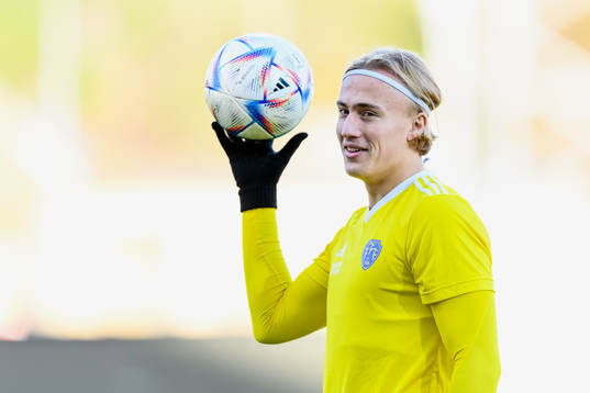 Falkenbergs Oskar Christiansson före fotbollsmatchen i