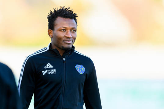 Falkenbergs Umar Bala Muhammed före fotbollsmatchen i