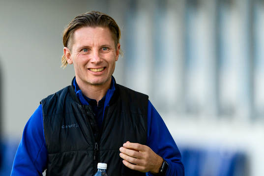 Lunds BKs tränare Jussi Kontinen före fotbollsmatchen i