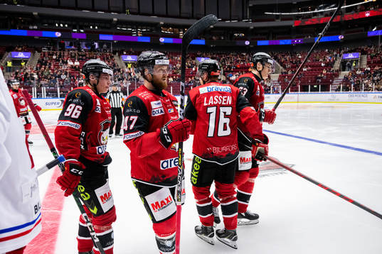 Malmö Redhawks Lukas Wernblom, Joakim Ryan och Fredrik