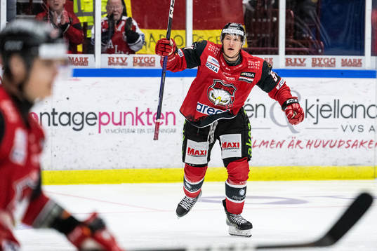 Malmö Redhawks Emil Sylvegård jublar