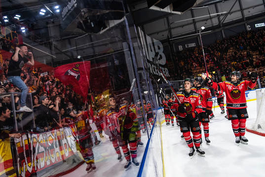 Luleås Julius Honka och Jonathan Andersson jublar