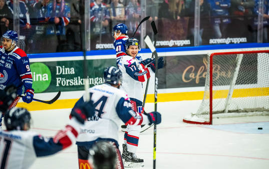 Linköpings Sebastian Strandberg jublar