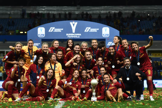 Players of Roma celebrate