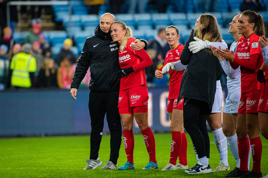 Olli Harder, head coach of Brann, and Ingrid Østervold