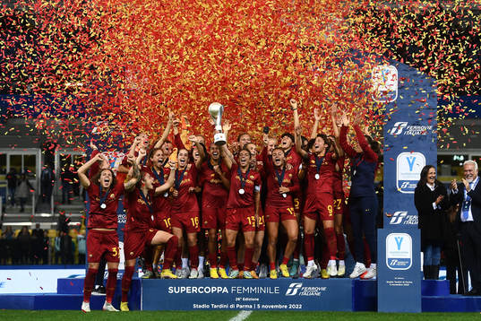 Players of Roma celebrate